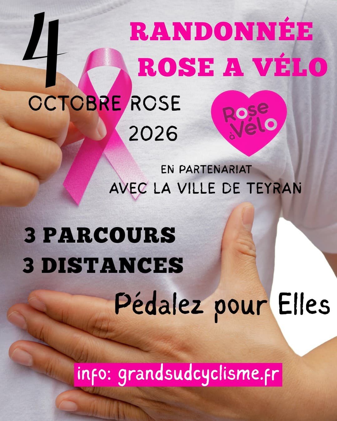 Affiche Randonnée Rose à Vélo — 4 octobre 2026, Teyran